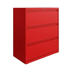 HL10000 Series 3-Drawer Lateral File Cabinet, Locking, Letter/Legal, Lava Red, 36" (24252) File Cabinets