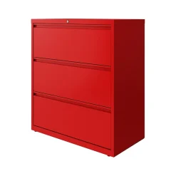 HL10000 Series 3-Drawer Lateral File Cabinet, Locking, Letter/Legal, Lava Red, 36