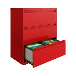 HL10000 Series 3-Drawer Lateral File Cabinet, Locking, Letter/Legal, Lava Red, 36
