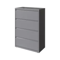 Clearance HL10000 Series 4-Drawer Lateral File Cabinet, Locking, Letter/Legal, Arctic Silver, 36