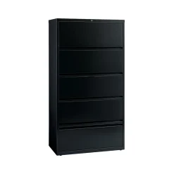 Best HL10000 Series 5-Drawer Lateral File Cabinet, Locking, Letter/Legal, Black, 36" (17902) File Cabinets