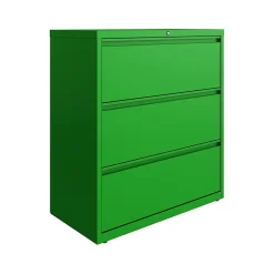 Clearance HL10000 Series 3-Drawer Lateral File Cabinet, Locking, Letter/Legal, Screaming Green, 36" (24253) File Cabinets