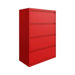 Clearance HL10000 Series 4-Drawer Lateral File Cabinet, Locking, Letter/Legal, Lava Red, 36" (24255) File Cabinets
