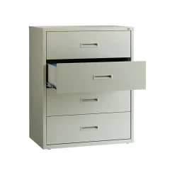 Clearance HL1000 Series 4-Drawer Lateral File Cabinet, Letter/Legal Size, Lockable, 52.5"H x 30"W x 18.63"D, Light Gray (19440) File Cabinets