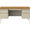 Outlet 60"W Double-Pedestal Computer Desk, Putty/Oak (20100) Computer Desks
