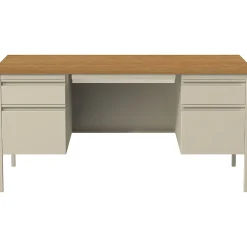 Outlet 60"W Double-Pedestal Computer Desk, Putty/Oak (20100) Computer Desks