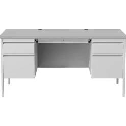 Sale 60"W Double-Pedestal Desk, Light Gray/Gray (20103) Office Desks