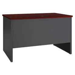 Hot 48"W Single-Pedestal Computer Desk, Charcoal/Mahogany (20540) Computer Desks