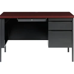 Sale 48"W Single-Pedestal Desk, Charcoal/Mahogany (20093) Computer Desks