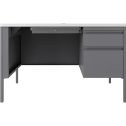 Online 48"W Single-Pedestal Teacher's Desk, Platinum/White (22643) Computer Desks
