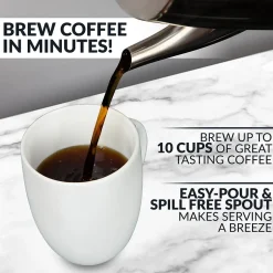 Coffee Makers<HomeCraft HCPC10SS 10-Cups Stainless Steel Coffee Percolator, Silver/Black