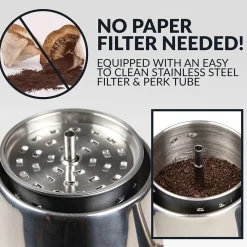 Coffee Makers<HomeCraft HCPC10SS 10-Cups Stainless Steel Coffee Percolator, Silver/Black