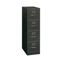 Hot 310 Series 4-Drawer Vertical File Cabinet, Letter Size, Lockable, 52"H x 15"W x 26.5"D, Black (314PP) File Cabinets