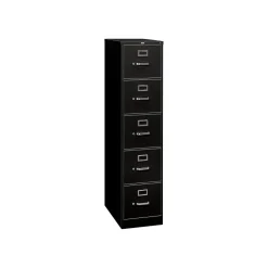 310 Series 5-Drawer Vertical File Cabinet, Legal Size, Lockable, 60"H x 18.25"W x 26.5"D, Black (315CPP) File Cabinets