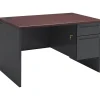 38000 Series Freestanding Right Single Pedestal Desk, Mahogany/Charcoal, 29 1/2"H x 48"W x 30"D Computer Desks