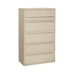 Online Brigade 700 Series 5 File Drawer Lateral File Cabinet, Locking, Letter/Legal, Putty/Beige, 42"W (H795.L.L) File Cabinets
