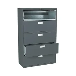 New Brigade 600 Series 5-Drawer Lateral File Cabinet, Locking, Charcoal, Letter/Legal, 42"W (H695.L.S) File Cabinets