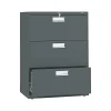 Outlet Brigade 600 Series 3-Drawer Lateral File Cabinet, Locking, Letter/Legal, Charcoal, 30"W (H673.L.S) File Cabinets
