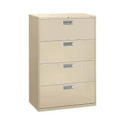 Brigade 600 Series 4-Drawer Lateral File Cabinet, Locking, Letter/Legal, Putty/Beige, 36"W (684LL) File Cabinets