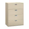 Sale Brigade 600 Series 4-Drawer Lateral File Cabinet, Locking, Letter/Legal, Putty/Beige, 42"W (694LL) File Cabinets