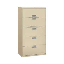 Best Brigade 600 Series 5-Drawer Lateral File Cabinet, Locking, Letter/Legal, Putty/Beige, 36"W (H685.L.L) File Cabinets