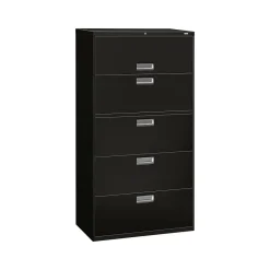 Discount Brigade 600 Series 5-Drawer Lateral File Cabinet, Locking, Letter/Legal, Black, 36"W (H685.L.P) File Cabinets