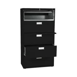 Discount Brigade 600 Series 5-Drawer Lateral File Cabinet, Locking, Letter/Legal, Black, 36"W (H685.L.P) File Cabinets