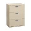 New Brigade 600 Series 3-Drawer Lateral File Cabinet, Locking, Letter/Legal, Putty/Beige, 30"W (H673.L.L) File Cabinets