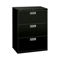 Clearance Brigade 600 Series 3-Drawer Lateral File Cabinet, Locking, Letter/Legal, Black, 30"W (H673.L.P) File Cabinets
