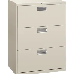 Online Brigade 600 Series H673 3-Drawer Lateral File Cabinet, Locking, Letter/Legal, Light Gray, 30" (673LQ) File Cabinets
