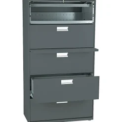 Hot ® Brigade 600 Series Lateral File Cabinet, A4/Legal/Letter, 5-Drawer, Charcoal, 19 1/4"D (685LS) File Cabinets