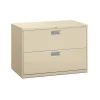 Discount Brigade 600 Series Lateral File, 2 Drawers, Aluminum Pull, 42"W, Putty Finish, File Cabinets