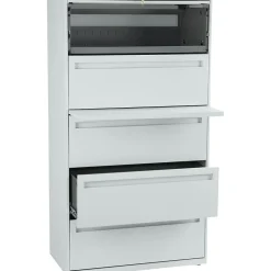 Clearance Brigade® 700 Series Lateral file, 5-Drawer, 67Hx36Wx19-1/4"D, Light Grey File Cabinets