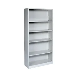 Best Brigade 5-Shelf 71"H Bookcase, Light Gray Steel (HS72ABCQ) Bookcases