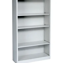 New Brigade 4-Shelf Metal Bookcase, 59"H x 34 1/2"W x 12.63"D, Light Gray (S60ABCQ) Bookcases