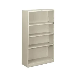 New Brigade 4-Shelf Metal Bookcase, 59"H x 34 1/2"W x 12.63"D, Light Gray (S60ABCQ) Bookcases