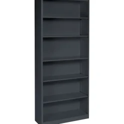 Hot Brigade 6-Shelf Metal Bookcase, 81 1/8"H x 34 1/2"W x 12.63"D, Charcoal (S82ABCS) Bookcases