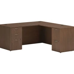 Clearance Mod 66"W L-Shaped Double-Pedestal Desk, (HLPL6672LDESKSE1) Computer Desks