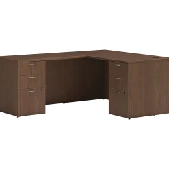 Hot Mod 60"W L-Shaped Double-Pedestal Desk, (HLPL6072LDESK2BBFSE1) L-Desks