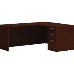 Clearance Mod 60"W L-Shaped Single-Pedestal Desk, (HLPL6072LDESK1BBFTM1) L-Desks