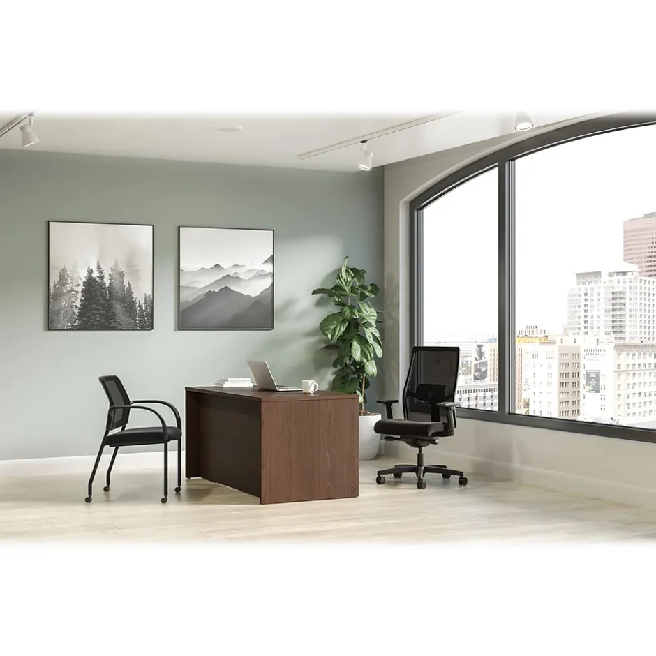 New Mod 60"W x 30"D Single-Pedestal Desk, (HLPLDS60PSSE1) Computer Desks