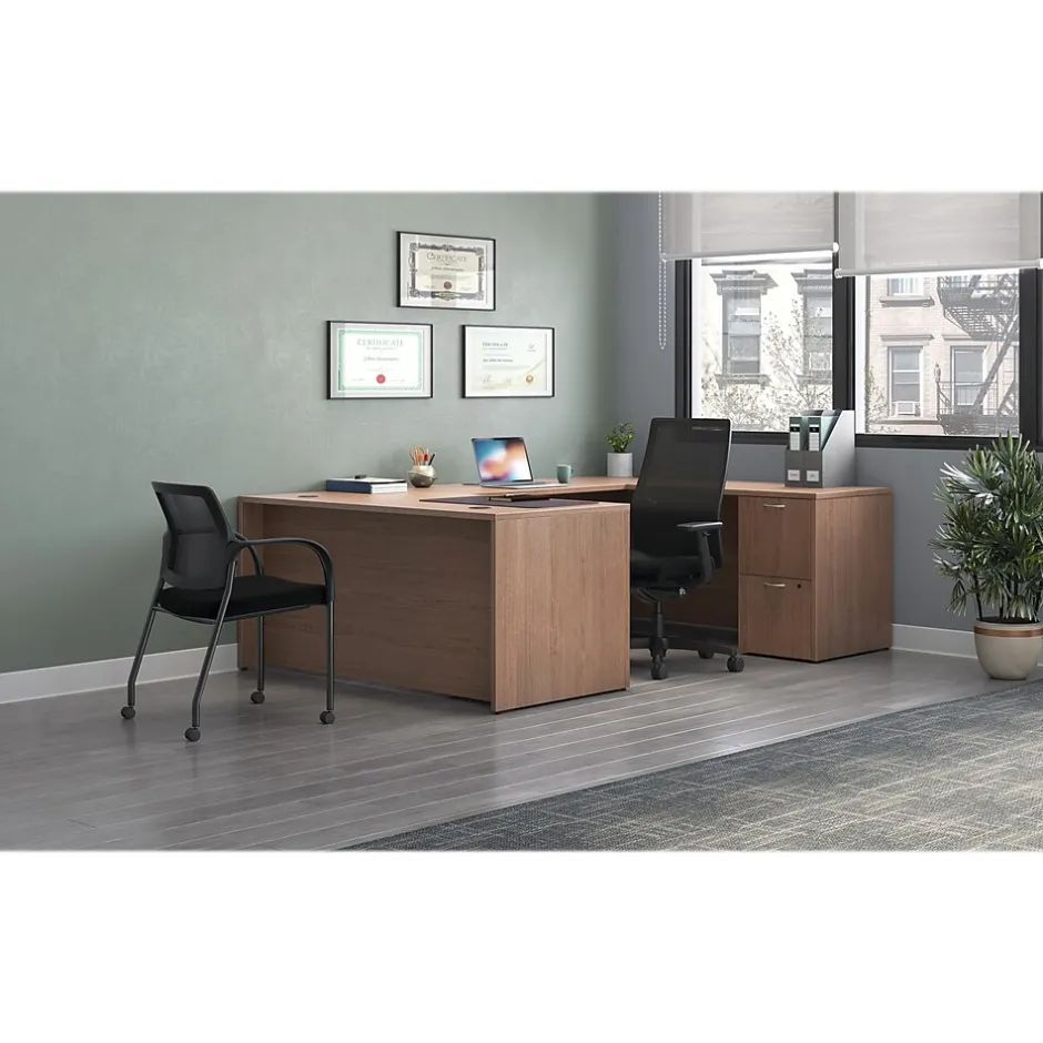Best Mod 66"W x 96"D U-Shaped Computer Desk with 2 Support Pedestals, (HLPL6696UDESKSE1) Computer Desks