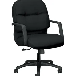Online Pillow-Soft Fabric Mid-Back Executive Chair, Black, Fixed Arms (2092CU10T) Office Chairs
