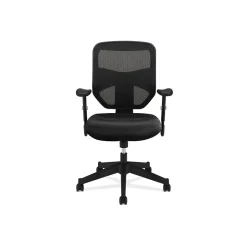 Hot Prominent Mesh High-Back Task Chair, Adjustable Arms, Black SofThread Leather Seat (BSXVL531SB11) Office Chairs