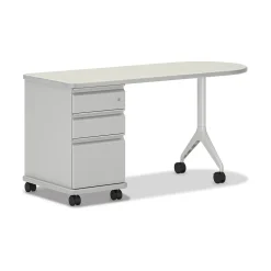 SmartLink 60" D-Shape Value Teacher Station Desk, Silver Mesh/Platinum (HLTV2460T-3.B9.K.T1) Office Desks