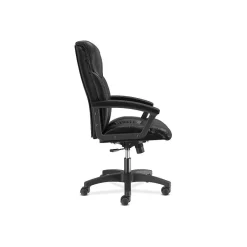 Hot SofThread Leather High-Back Executive Chair, Center-Tilt, Fixed Arms, Black (BSXVL151SB11) Office Chairs