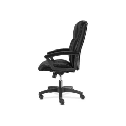Hot SofThread Leather High-Back Executive Chair, Center-Tilt, Fixed Arms, Black (BSXVL151SB11) Office Chairs