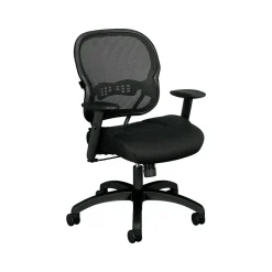 Sale Wave Mesh Mid-Back Chair, Synchro-Tilt, Adjustable Arms, Black Sandwich Mesh (BSXVL712MM10) Office Chairs