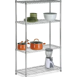 Hot Honey Can Do 4-Shelf Metal Unit, 36"W, Chrome (SHF-09439) Shelving