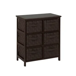 Sale Honey Can Do Woven Strap 6 Drawer Chest with Wooden Frame, Espresso Black (TBL-03759) Storage Cabinets